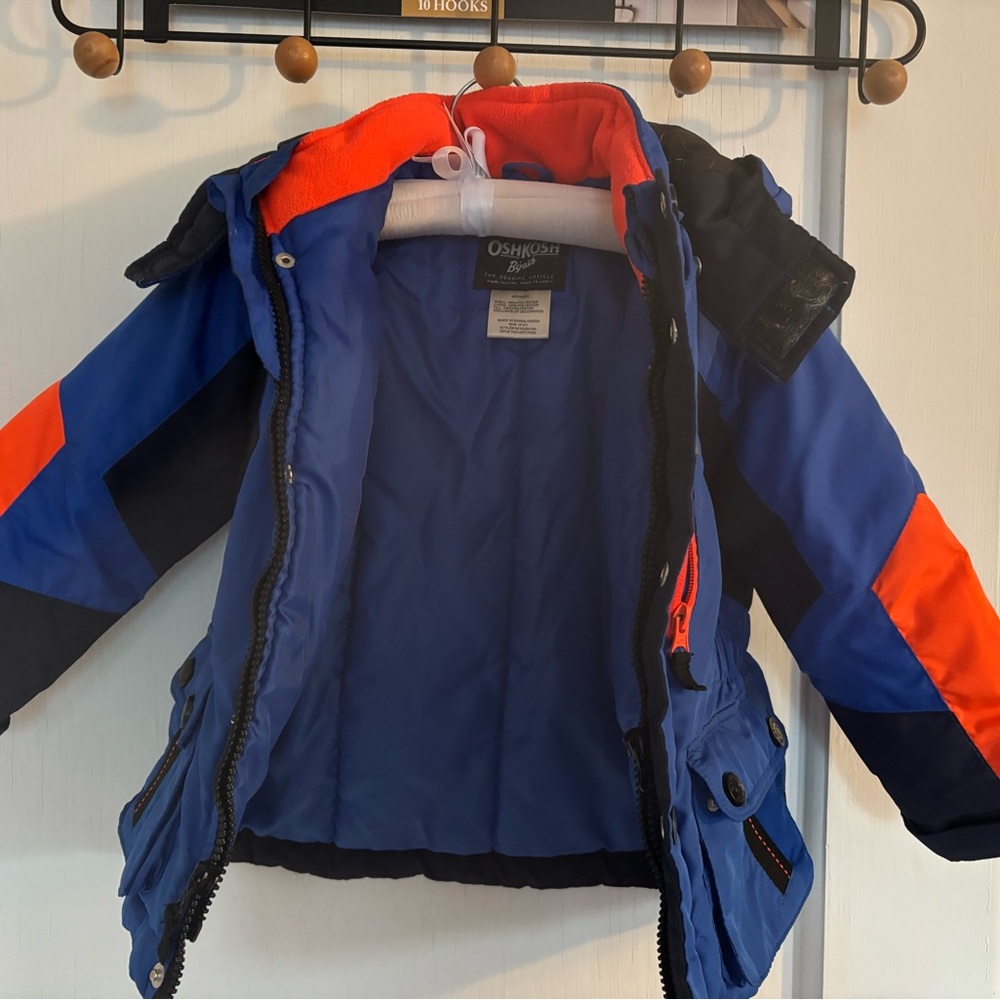 OshKosh B'gosh Blue and Orange Hooded Puffer Jacket
